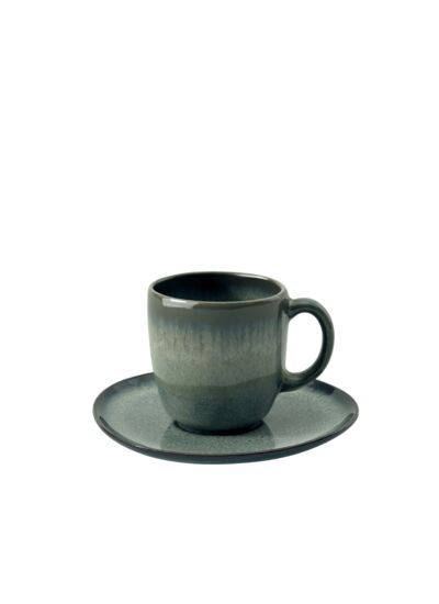 Lave - Sous-tasse grise pour tasse à café, en grès