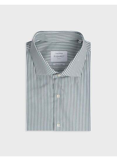 Chemise classique voyage rayée verte