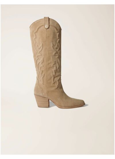 Bottes santiags en cuir brodé
