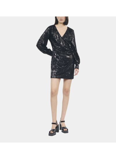 Robe À Sequins Courte Noire Femme