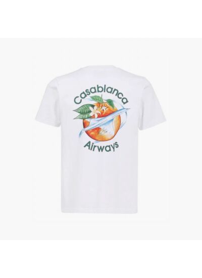 Casablanca T-Shirt Orbite Autour De L'Orange Blanc
