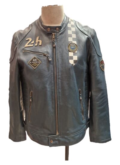 Blouson cuir 24H le mans Edgar royal blue