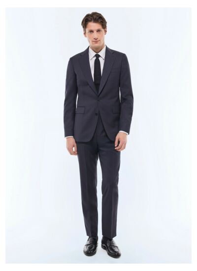 Costume ajusté en twill de laine rayé