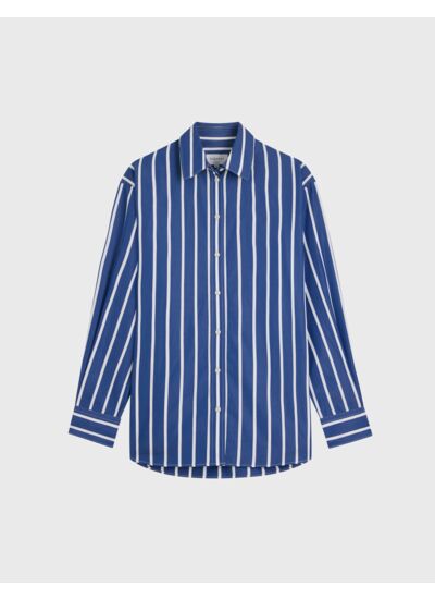 Chemise delina oversize en popeline rayée marine