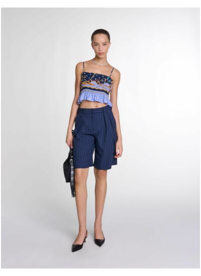 Crop top smocké imprimé