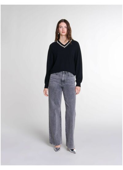 Pull en maille à col strassé