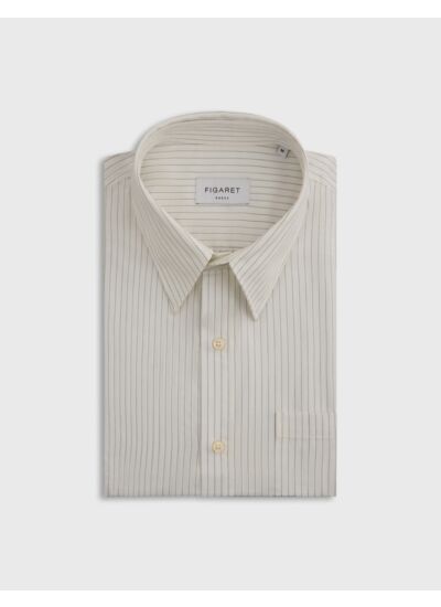 Chemise arnold col prodigieux avec poche poitrine en popeline rayée blanc