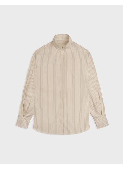 Chemise Innaée gorge cachée rayée écrue