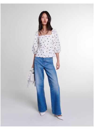 Top à manches bouffantes