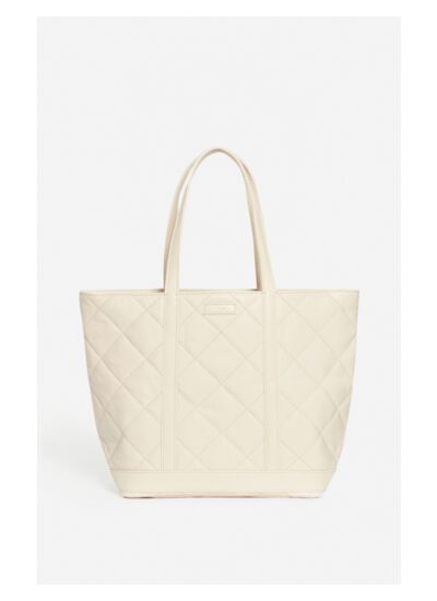 Cabas M En Cuir Matelassé En Coton Et Lin Mélangé