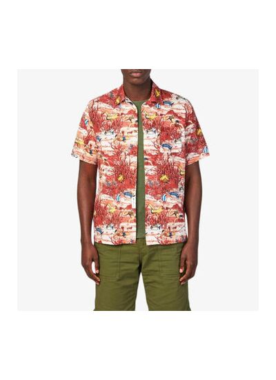 Chemise manches courtes imprimée brique