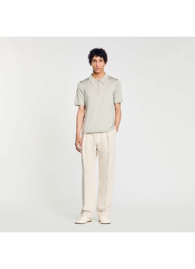 Polo en maille à col zippé