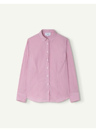 Chemise Anais en popeline rayée rouge