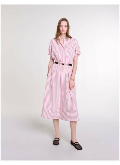 Robe longue à rayures et strass