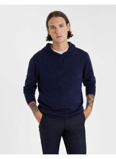 Hoodie Esteban en laine et cachemire marine