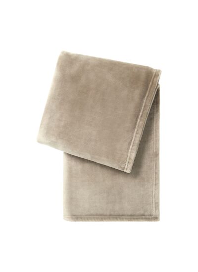 Desforges - Plaid en polaire ecru, Castor