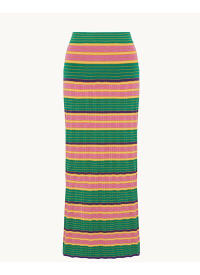 Jupe Dinga Stripes Jupe Longue Rayée à Côtes Soie et Cachemire, 1 fil
