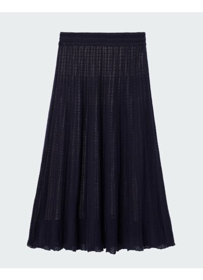 Jupe plissée pointelle - Femme - MARINE