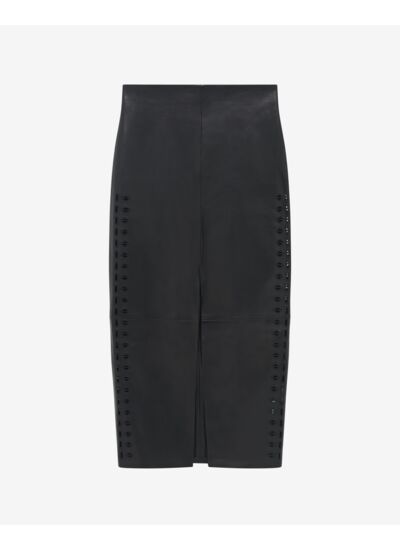 Jupe Midi À Fente En Cuir Akine