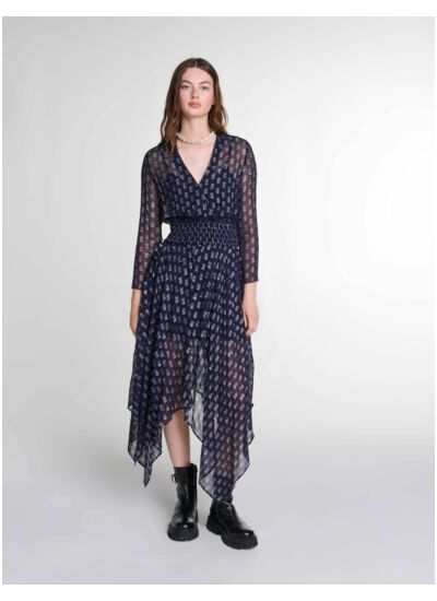 Robe longue asymétrique imprimé fleurs