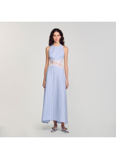 Robe longue à rayures et  dentelle