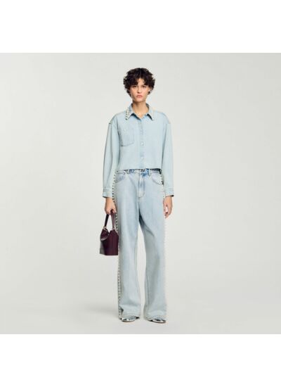 Jean à détails perlés