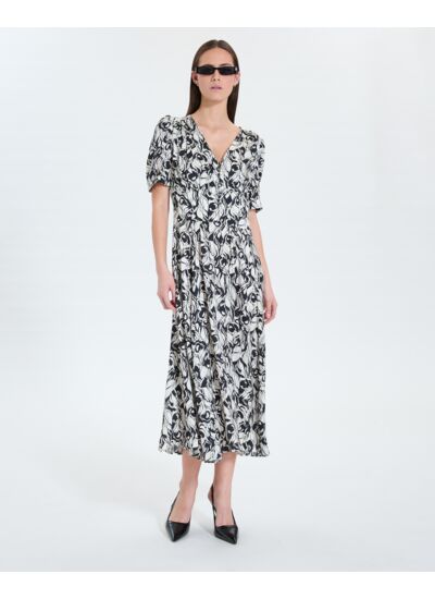 Robe longue évasée à imprimé floral