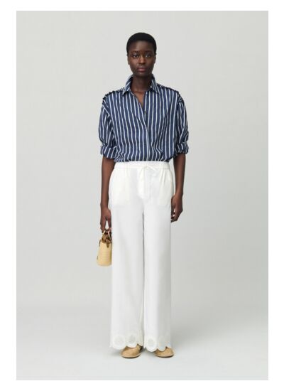 Pantalon léger large brodé