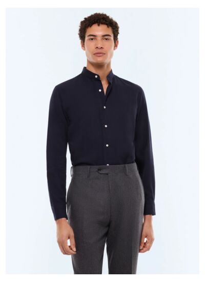 Chemise à col grand-père en coton gratté