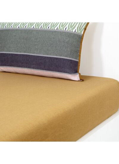 Olivier Desforges - Drap housse en satin de coton lavé vert, Bragance