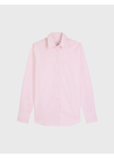 Chemise marion en popeline rayée rose