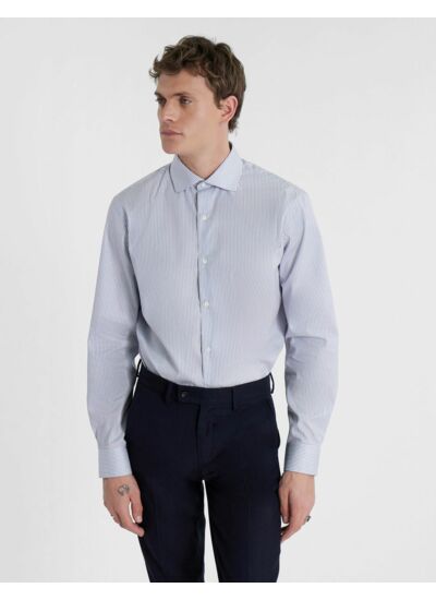 Chemise Semi-ajustée Infroissable rayée bleue