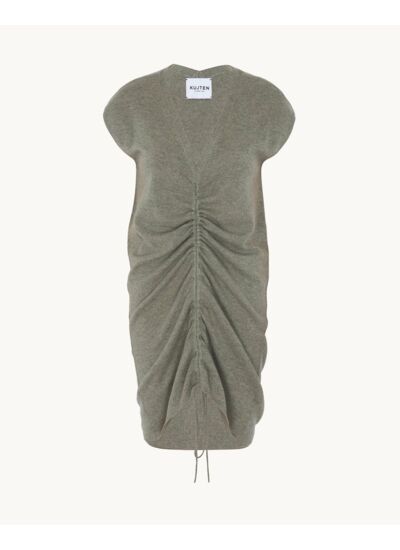 Robe Dang Solid Robe Col V à Coulisse Cachemire, 2 fils