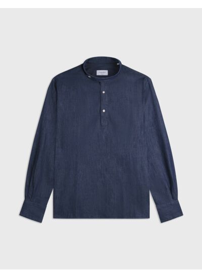 Chemise mixte popover Arthur en denim marine