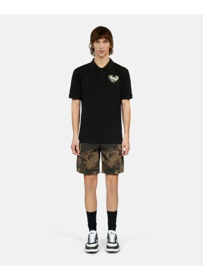 Polo Noir En Coton Piqué Homme