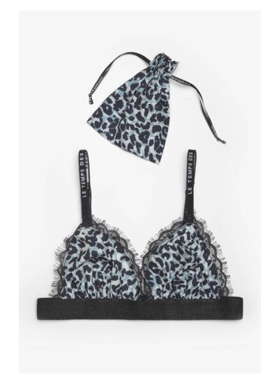 Soutien-gorge triangle Idole léopard bleu