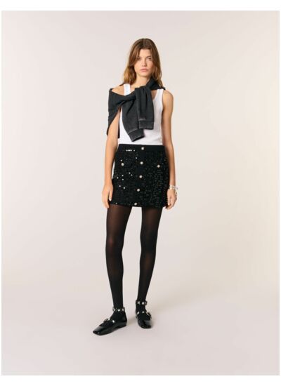 Jupe courte en maille à sequins