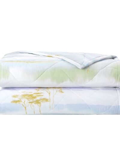 Yves Delorme - Couvre lit en batiste de coton bleu, Horizons