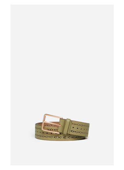 Ceinture Cuir Lisse Ajouré 40MM En laine et yack