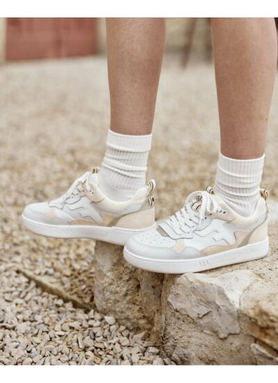 Baskets basses blanches et beiges