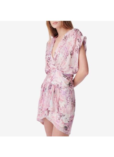 Robe Courte En Soie Imprimée Tissina