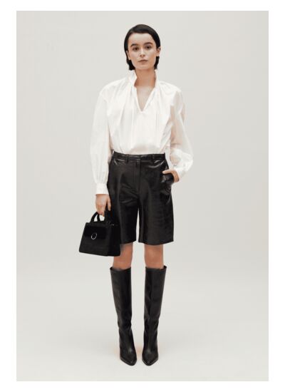 Bermuda cuir noir
