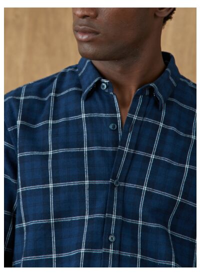 Chemise Mercer en flanelle carreaux Dusky Navy