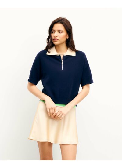 Pull Col Polo Manches Courtes Bicolore