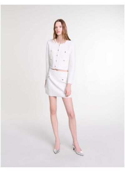 Jupe courte en maille à sequins