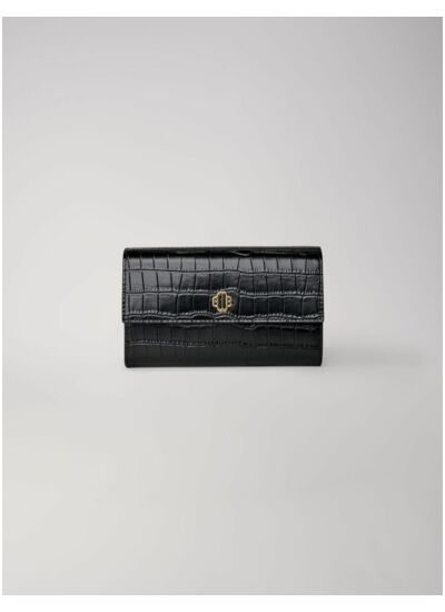 Pochette en cuir embossé effet croco