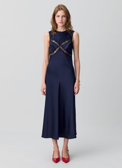 Claudie pierlot Robe longue satin dentelle