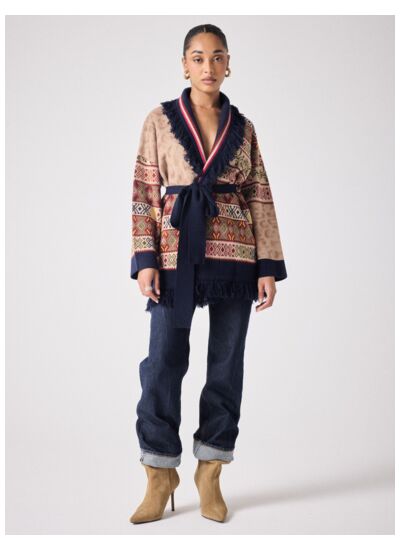 Cardigan laine Enael POURPRE_ACAJOU