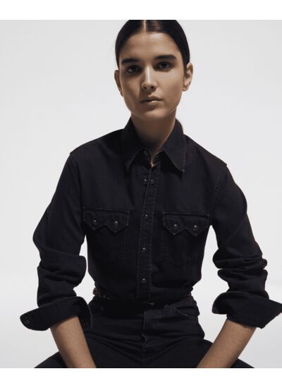 Chemise Western Black Denim Femme