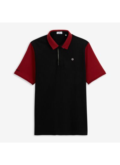 Maillot rugby manches courtes bicolore Landry noir